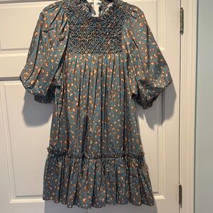 Tyler Boe Blue and Orange Midi Dress